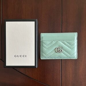 Gucci Light Green Quilted Card Holder
